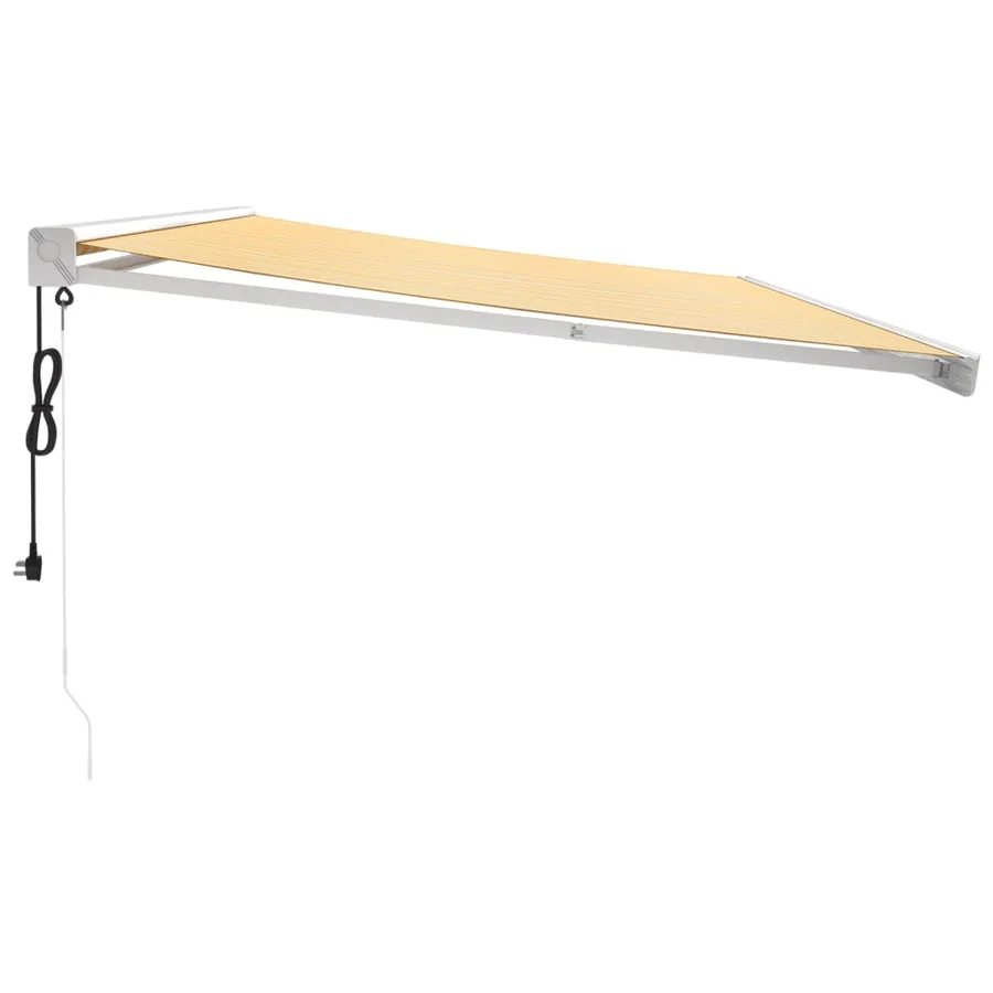 Auvent rétractable jaune et blanc 5x3 m tissu et aluminium - 5
