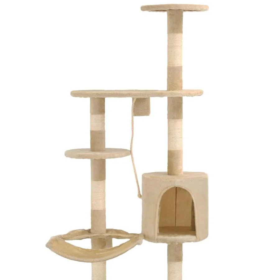 Arbre à chat avec griffoirs en sisal Montage mural 194 cm Beige - 6