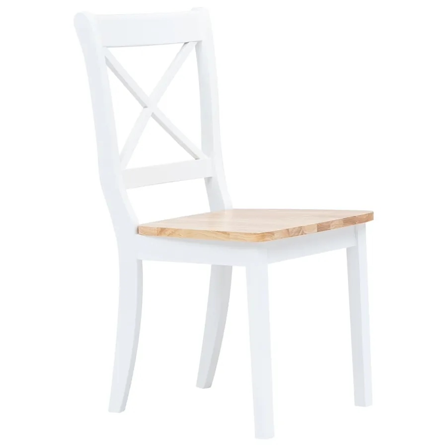 Ensemble de salle à manger 5 pcs Bois d'hévéa Blanc et marron - 3