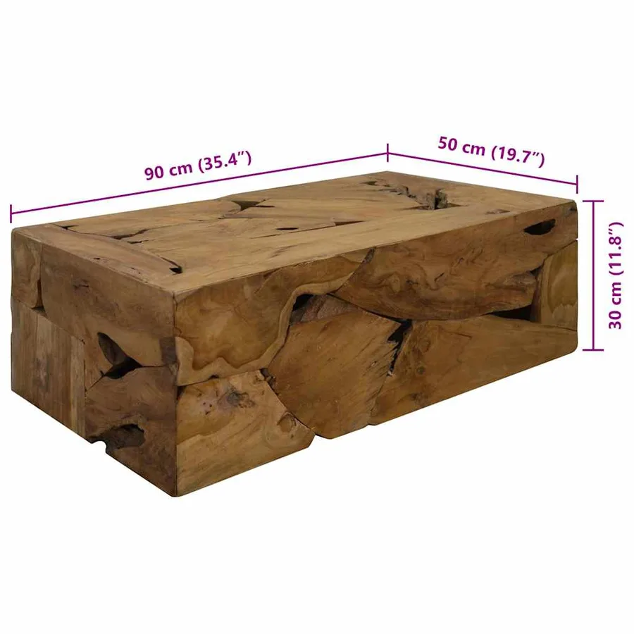 Table basse 90x50x30 cm Teck véritable Marron - 7