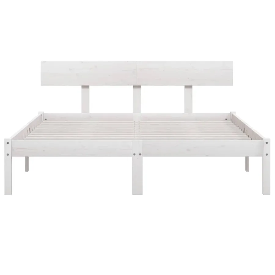 Cadre de lit sans matelas blanc bois massif 140x200 cm - 4