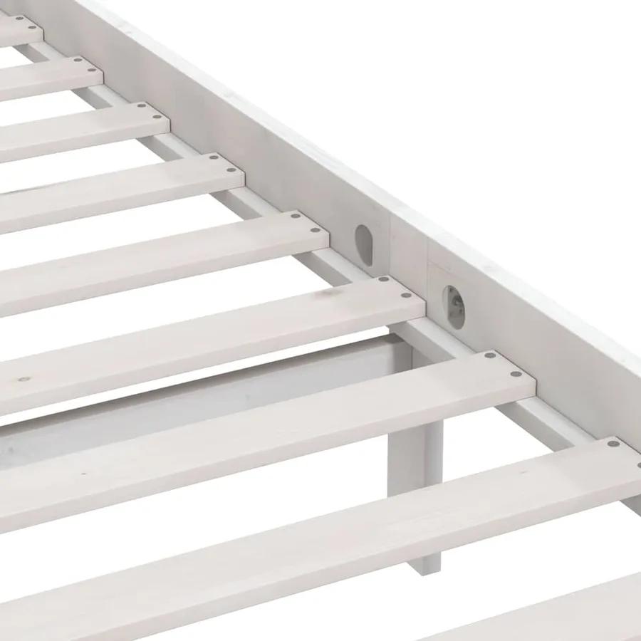 Cadre de lit sans matelas blanc bois massif 140x200 cm - 6