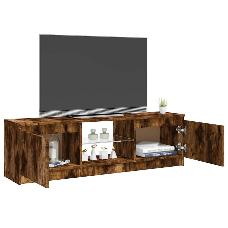 Meuble TV avec lumières LED chêne fumé 120x30x36 cm - 6