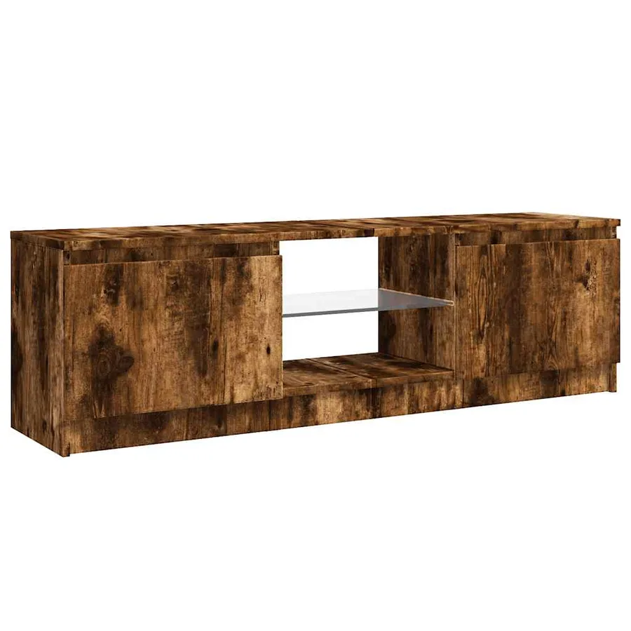 Meuble TV avec lumières LED chêne fumé 120x30x36 cm - 7