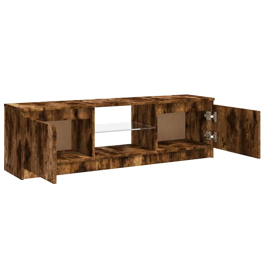 Meuble TV avec lumières LED chêne fumé 120x30x36 cm - 8