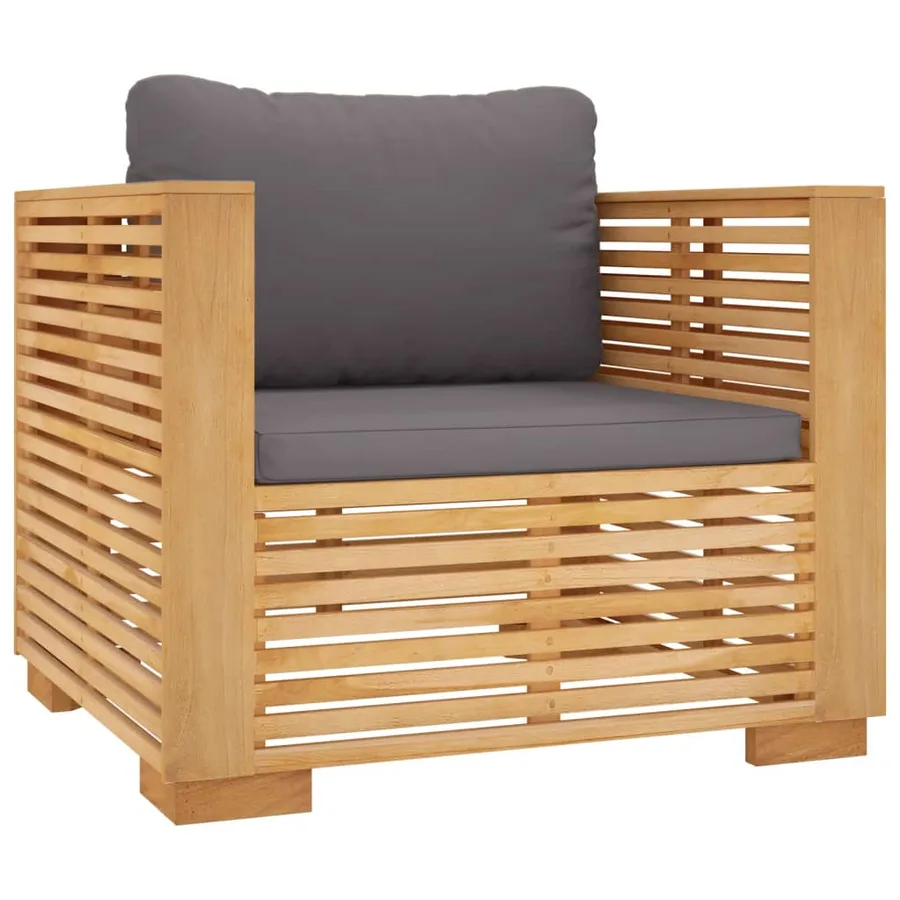 Salon de jardin 5 pcs avec coussins Bois de teck solide - 5