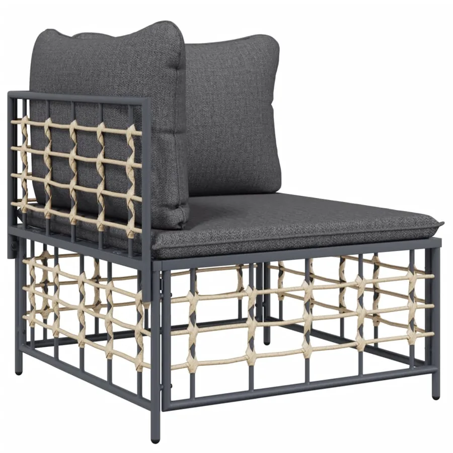 Salon de jardin 4 pcs avec coussins anthracite résine tressée - 4