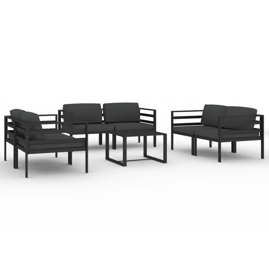 Salon de jardin 7 pcs avec coussins Aluminium Anthracite - 2