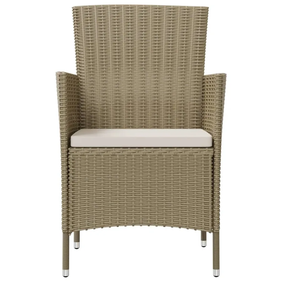 Ensemble à dîner de jardin 9 pcs coussins Résine tressée Beige - 8