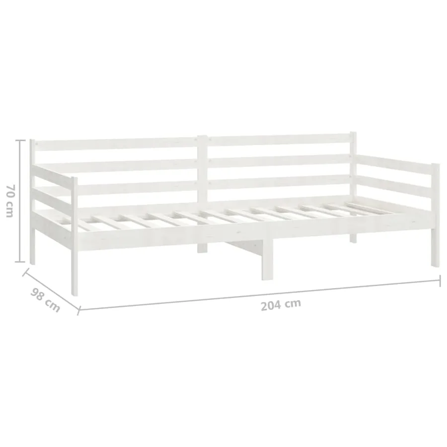 Lit de repos avec matelas 90x200 cm Blanc Bois de pin massif - 10
