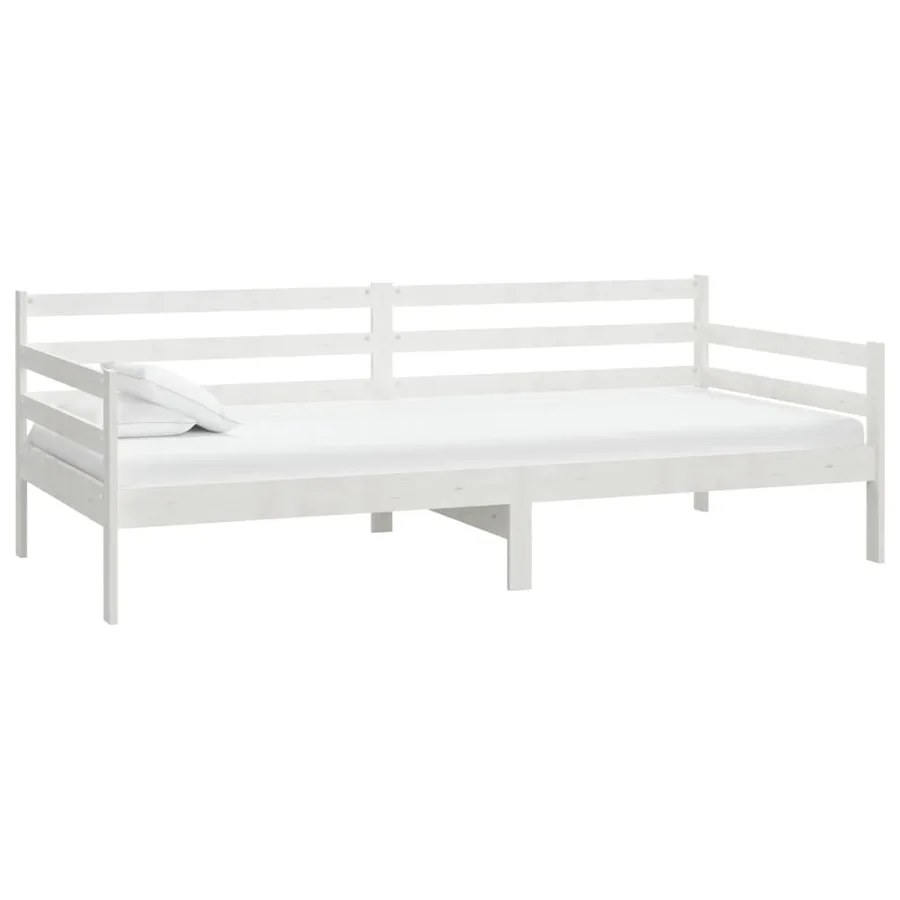 Lit de repos avec matelas 90x200 cm Blanc Bois de pin massif - 3