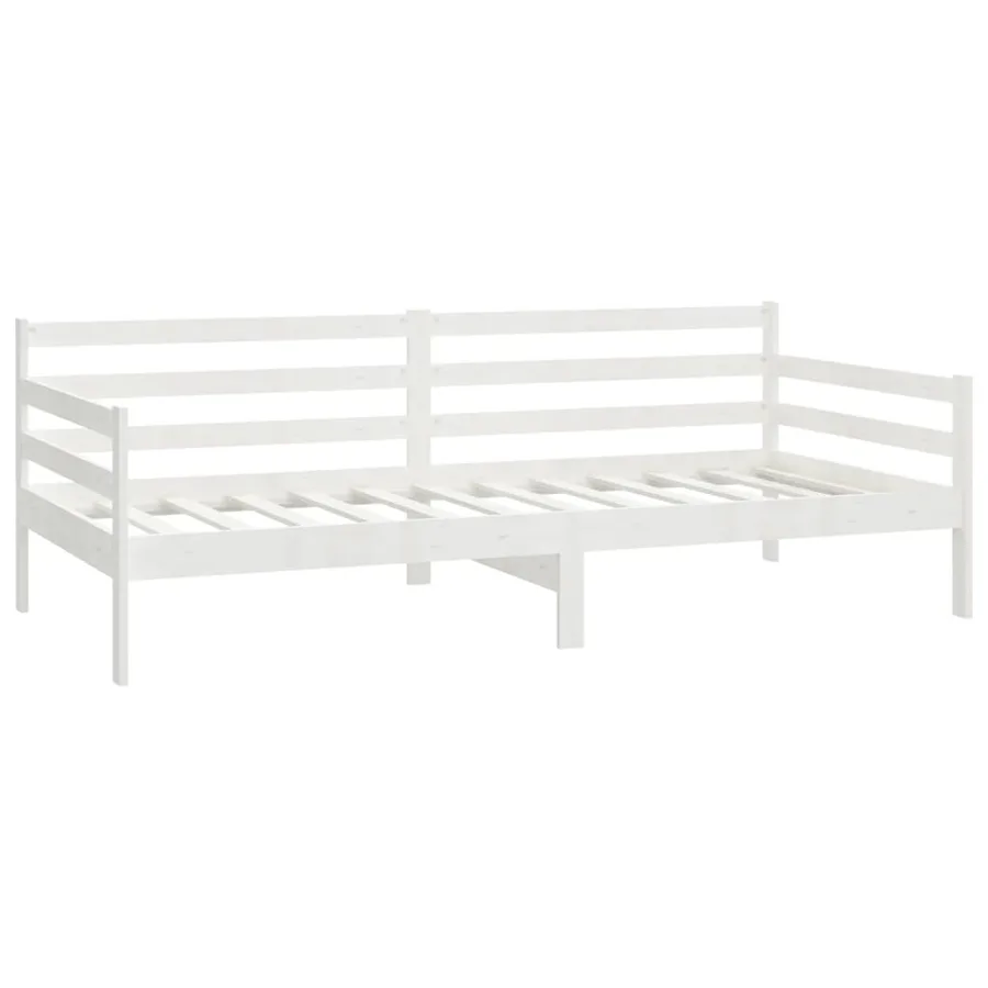Lit de repos avec matelas 90x200 cm Blanc Bois de pin massif - 5