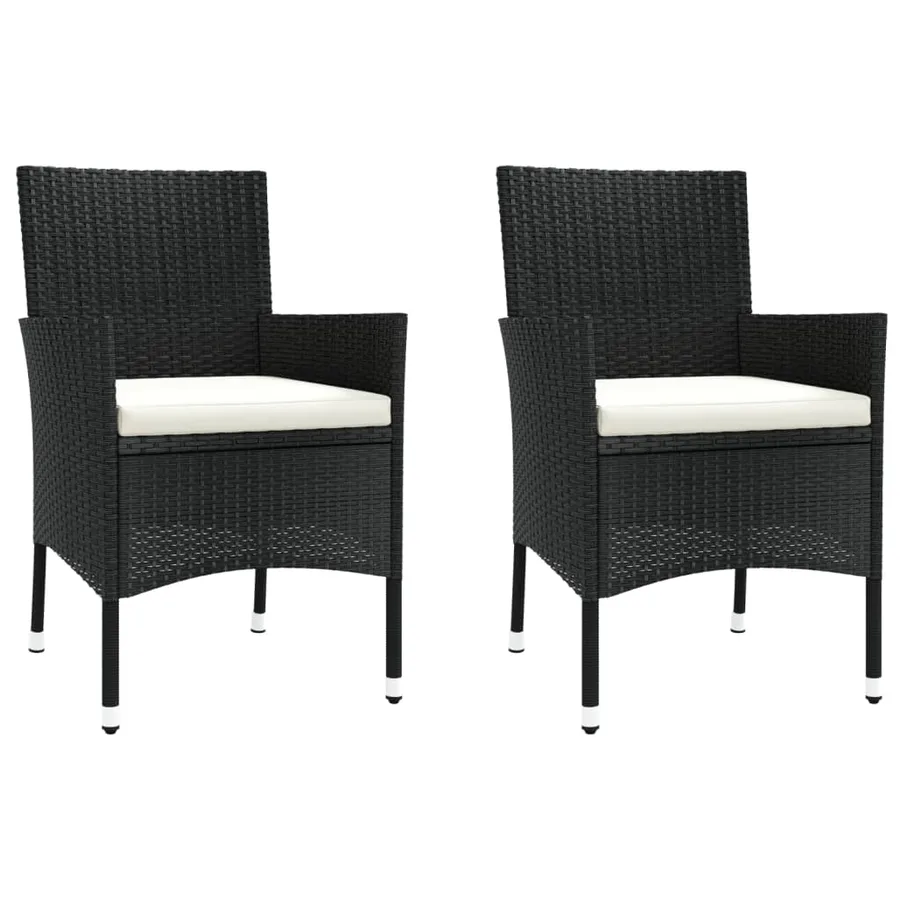 Ensemble de bistro de jardin 3 pcs coussins noir poly rotin - 4