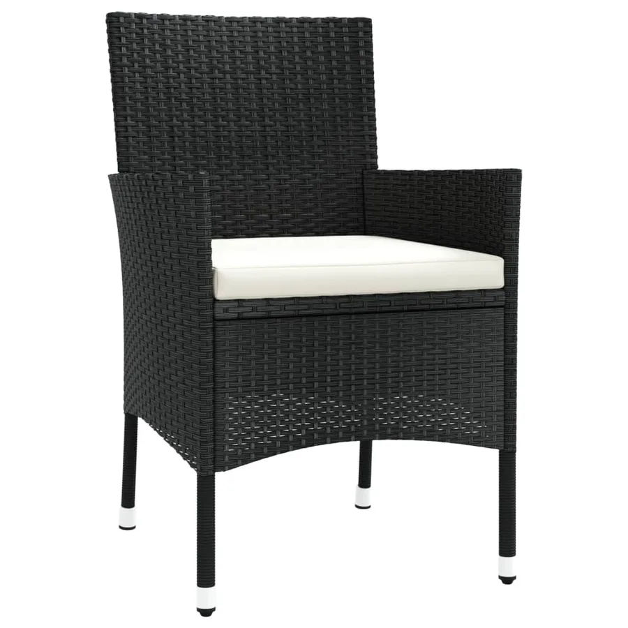 Ensemble de bistro de jardin 3 pcs coussins noir poly rotin - 5