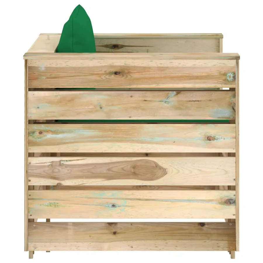 Salon de jardin 2 pcs avec coussins Bois imprégné de vert - 4