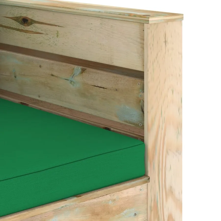 Salon de jardin 2 pcs avec coussins Bois imprégné de vert - 6