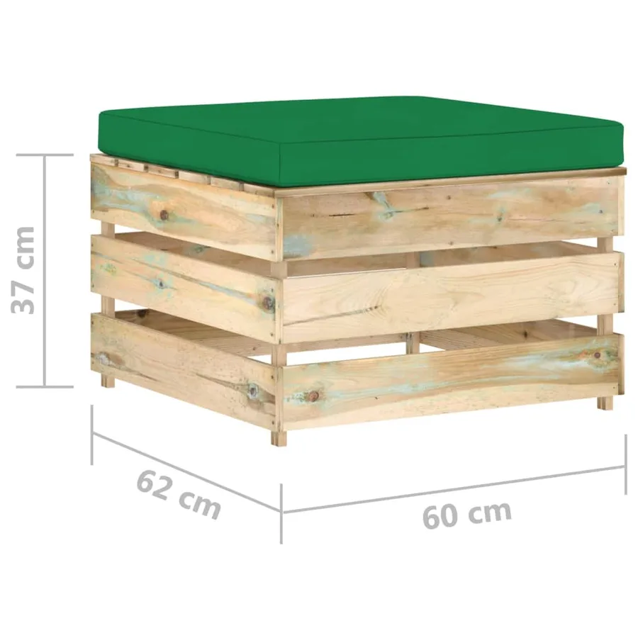 Salon de jardin 2 pcs avec coussins Bois imprégné de vert - 8