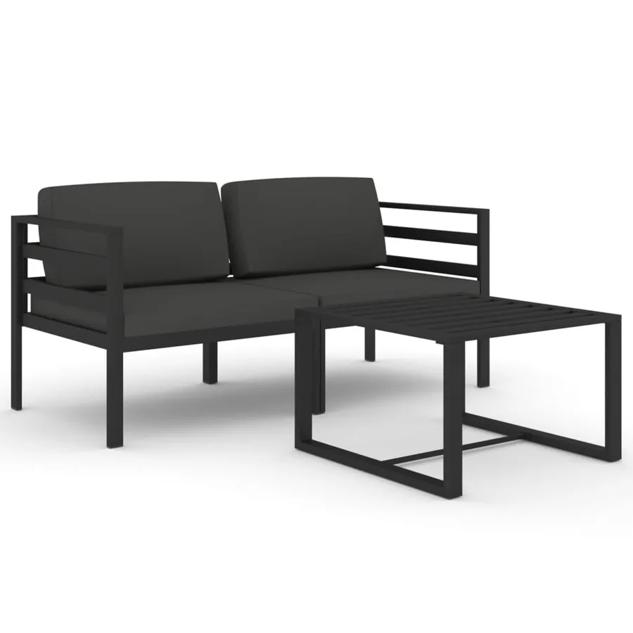 Salon de jardin 3 pcs avec coussins Aluminium Anthracite - 2