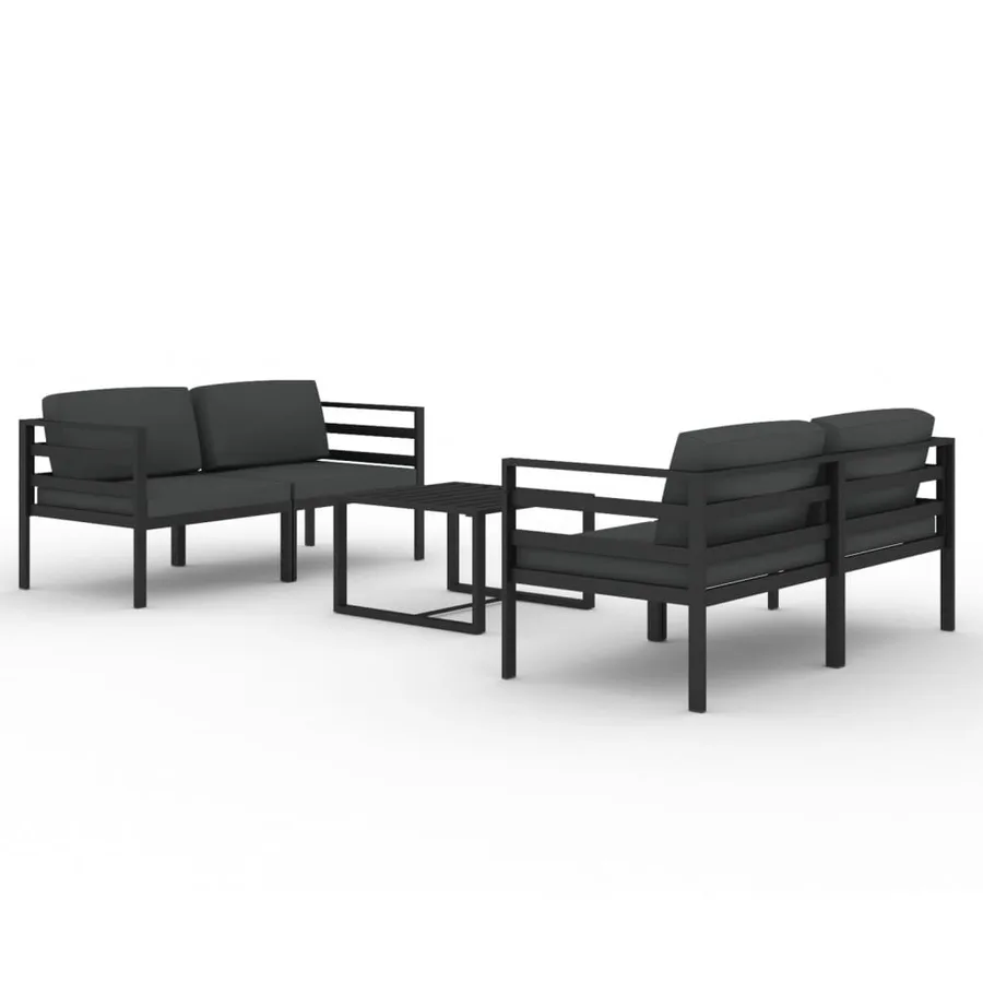 Salon de jardin 5 pcs avec coussins Aluminium Anthracite - 2