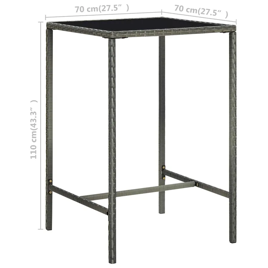 Ensemble de bar de jardin 3 pcs Résine tressée Gris - 11