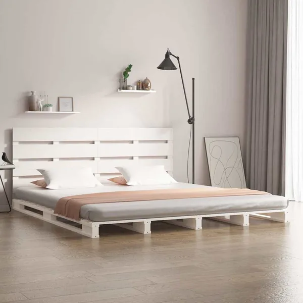 Cadre de lit sans matelas blanc 140x190 cm bois de pin massif