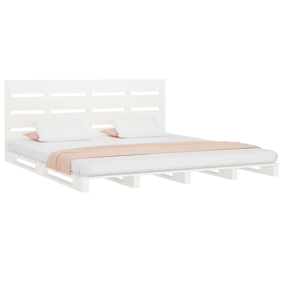 Cadre de lit sans matelas blanc 140x190 cm bois de pin massif - 3