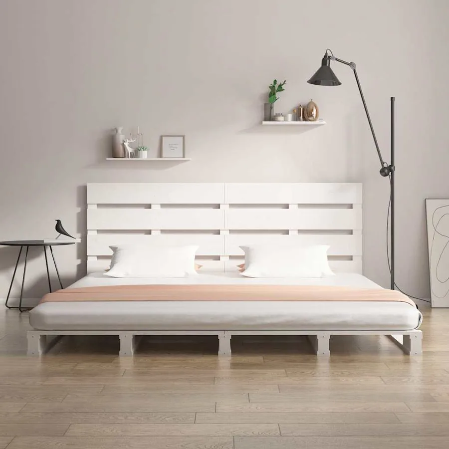 Cadre de lit sans matelas blanc 140x190 cm bois de pin massif - 4