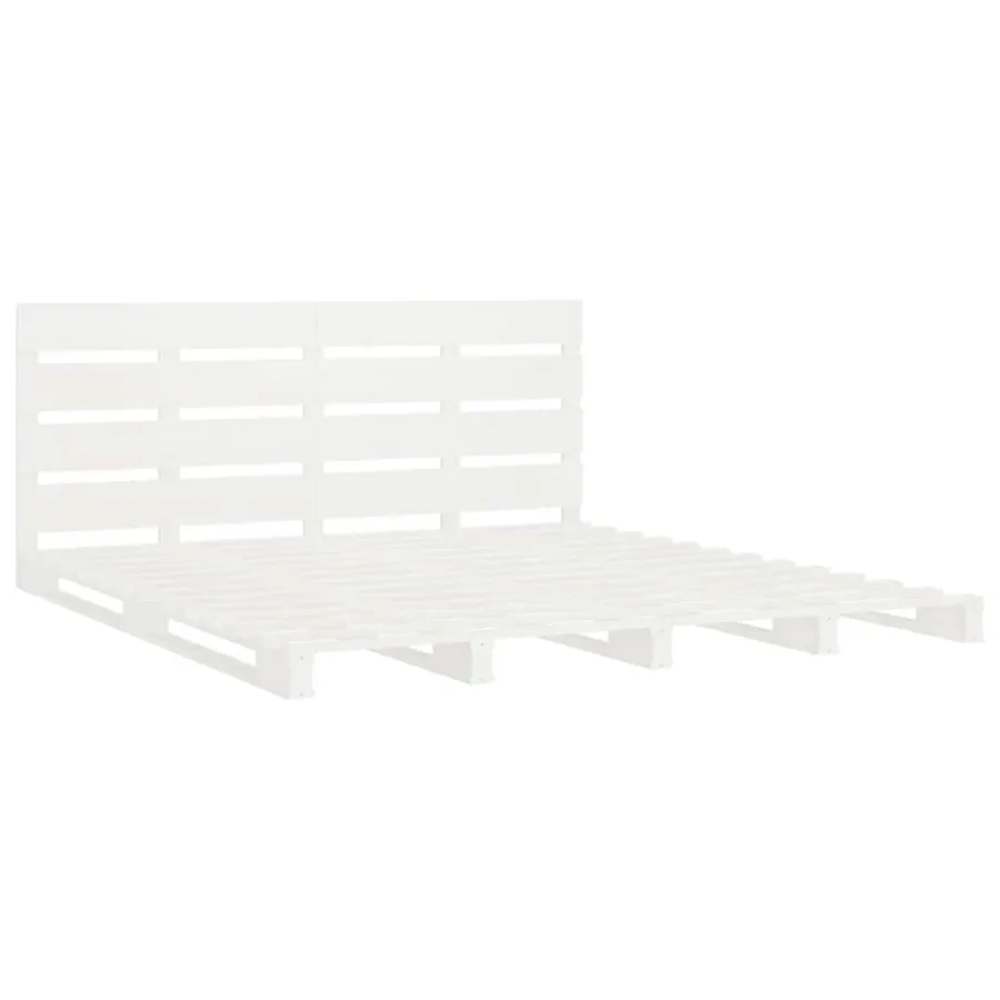 Cadre de lit sans matelas blanc 140x190 cm bois de pin massif - 5