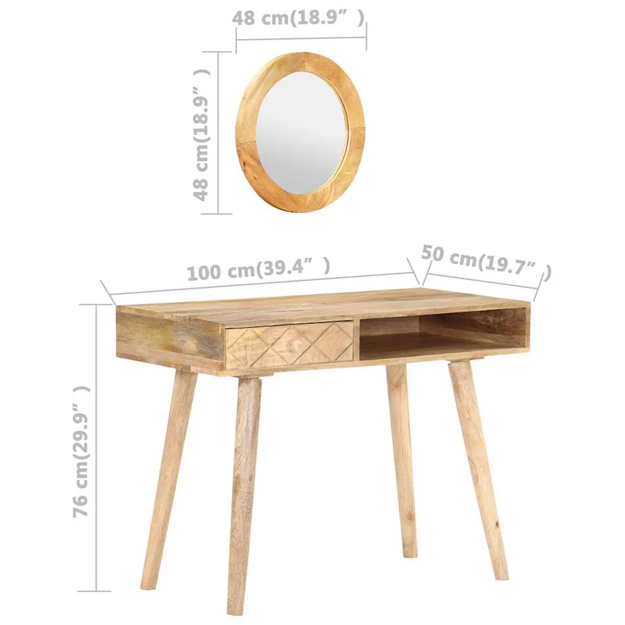 Coiffeuse 100x50x76 cm Bois de manguier solide - 9