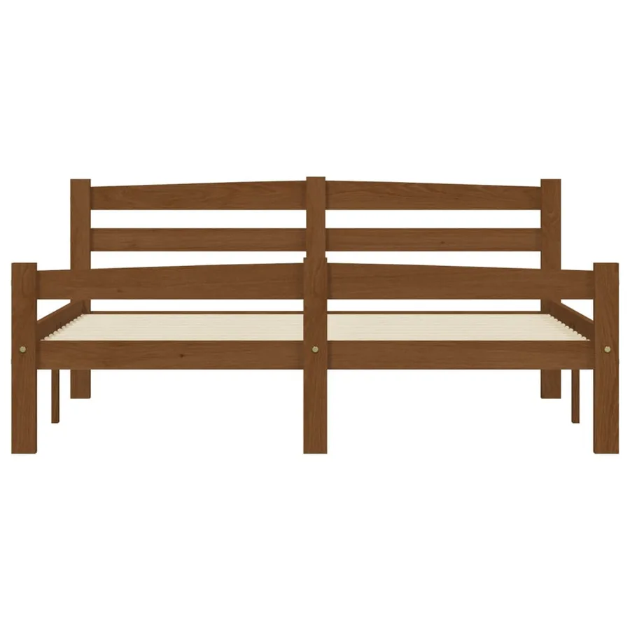 Cadre de lit sans matelas marron miel pin massif 140x200 cm - 4