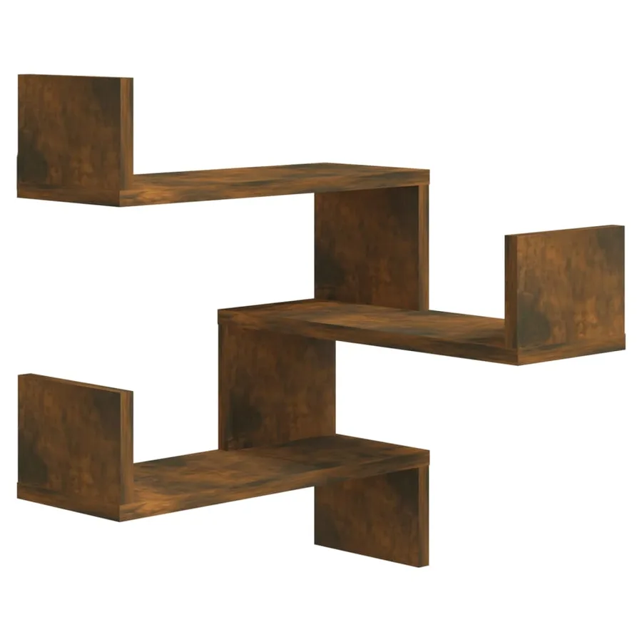 Étagère d'angle murale Chêne fumé 40x40x50 cm Bois d'ingénierie - 2