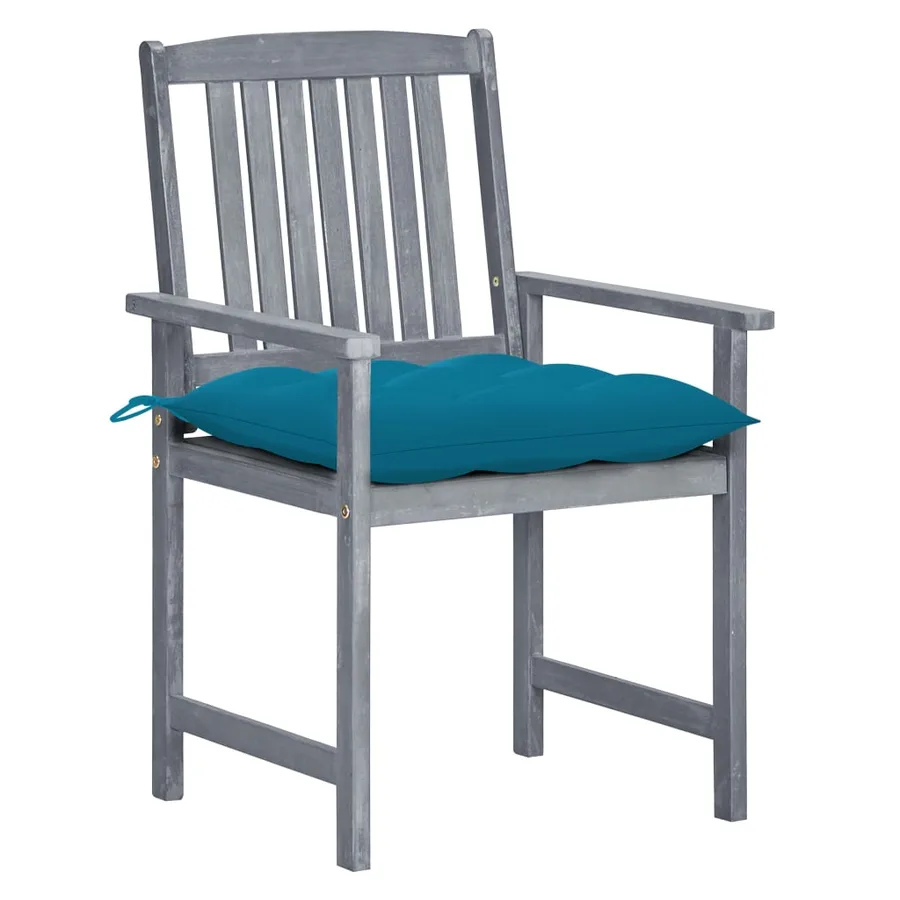 Chaises de jardin et coussins lot de 8 Bois acacia solide Gris - 2