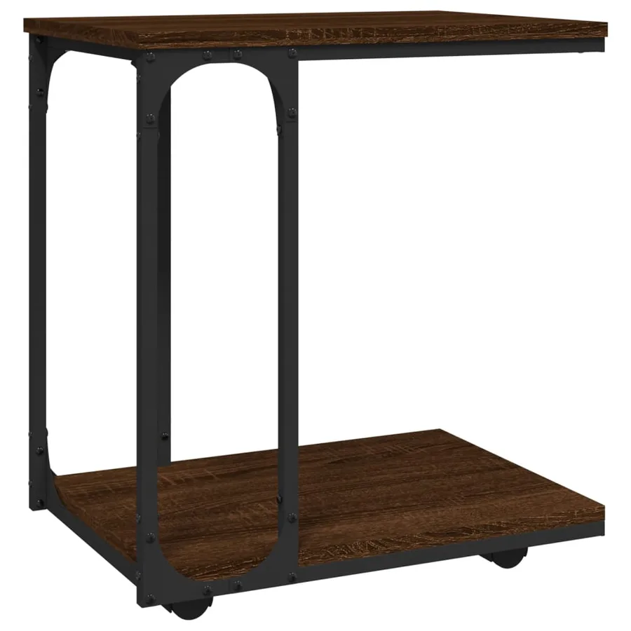 Table d'appoint à roues Chêne marron 50x35x55,5 cm - 2