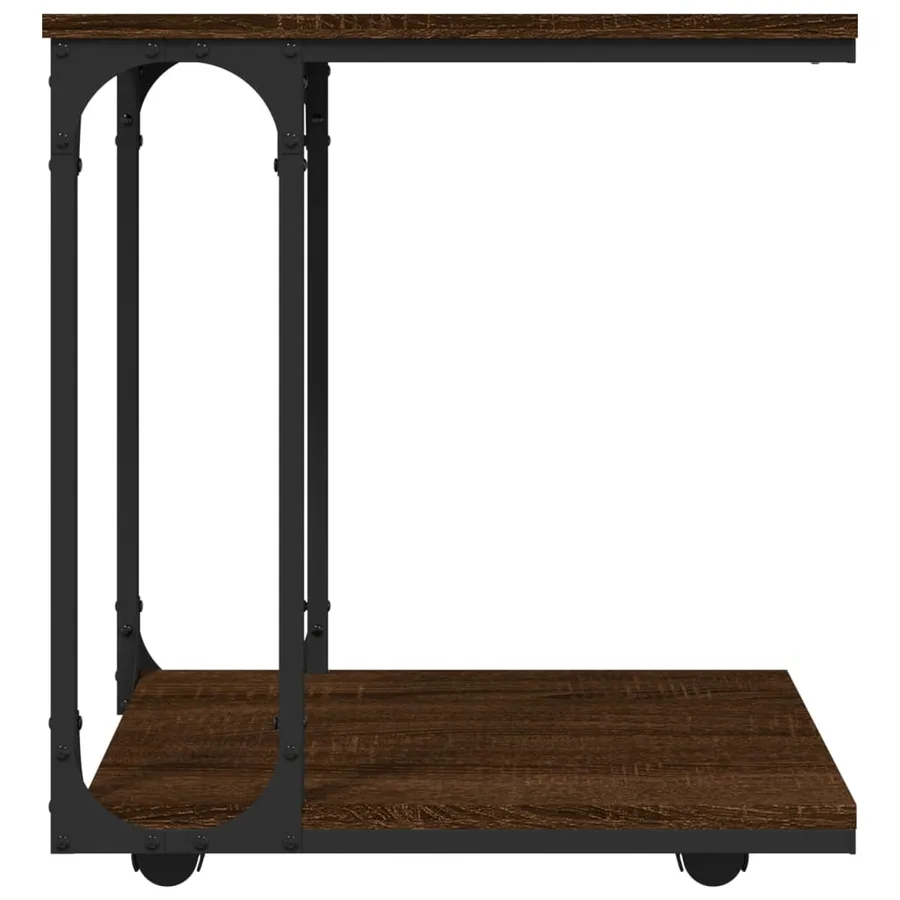 Table d'appoint à roues Chêne marron 50x35x55,5 cm - 5