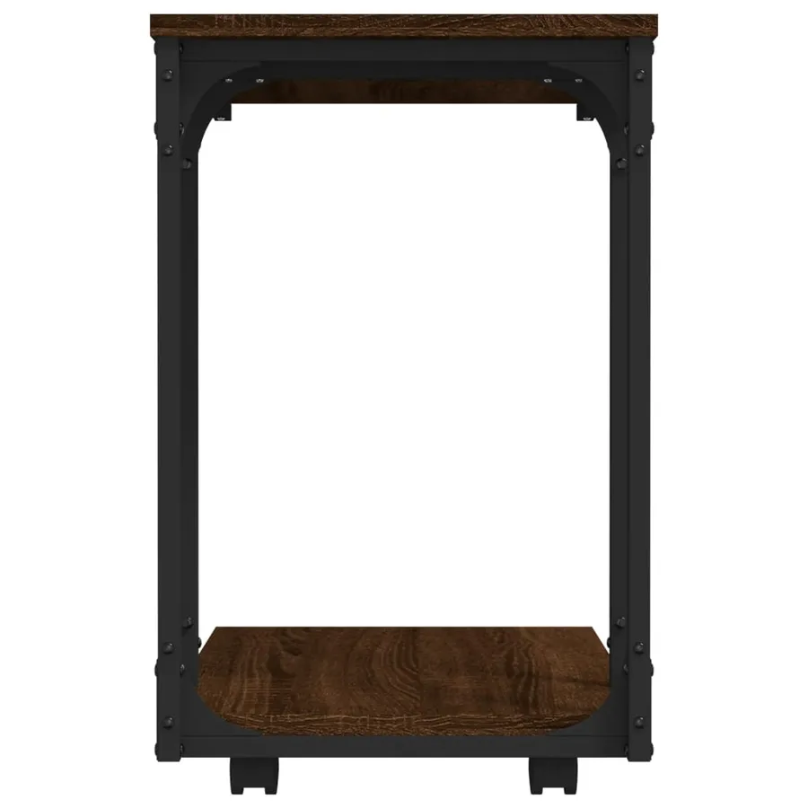 Table d'appoint à roues Chêne marron 50x35x55,5 cm - 6
