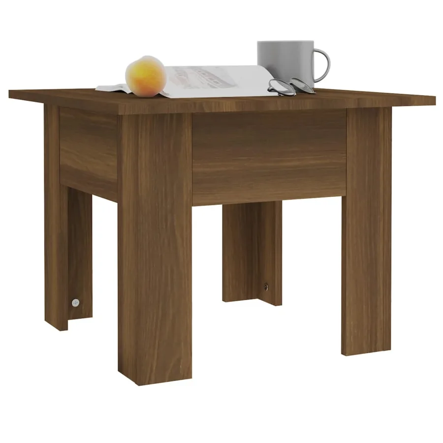 Table basse chêne marron 55x55x42 cm bois d'ingénierie - 4