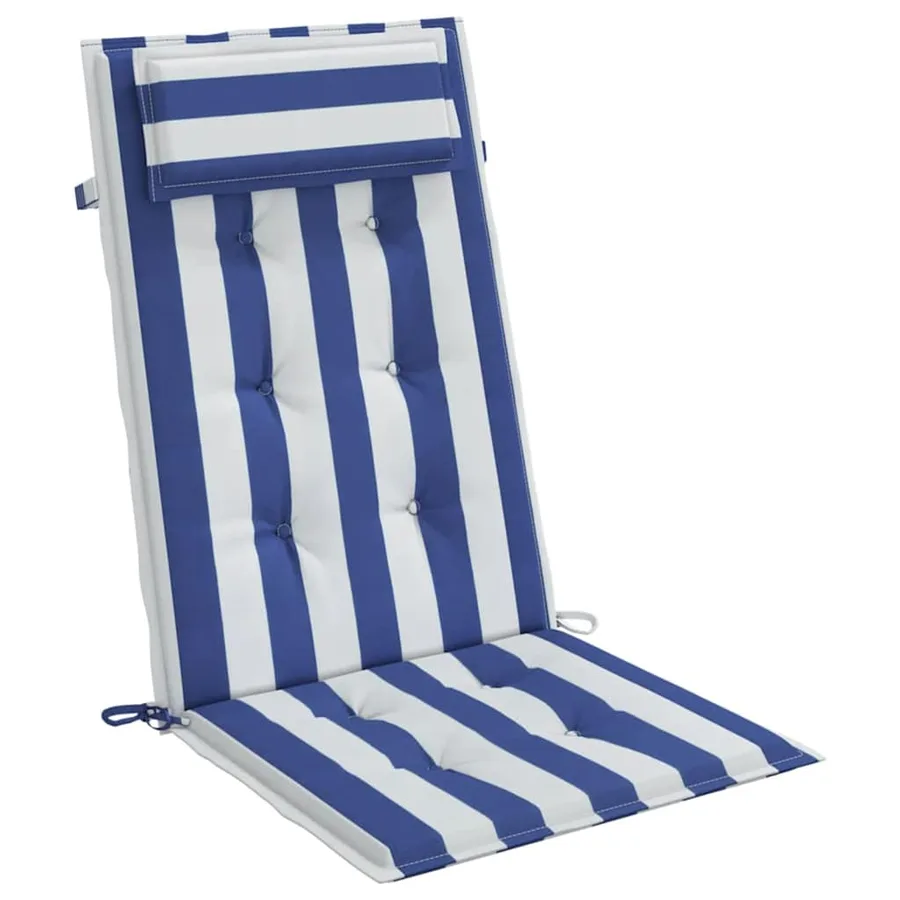 Coussins de chaise à dossier haut lot de 6 rayures bleu/blanc - 5