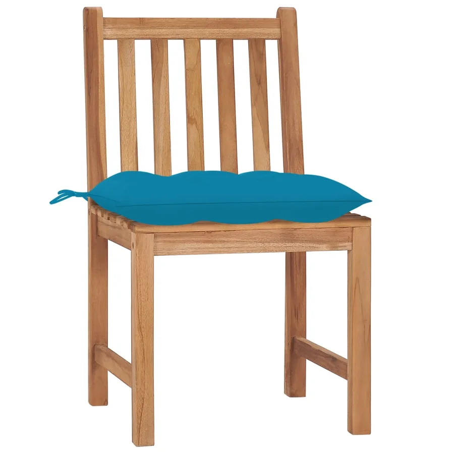 Chaises de jardin lot de 4 avec coussins Bois de teck massif - 2