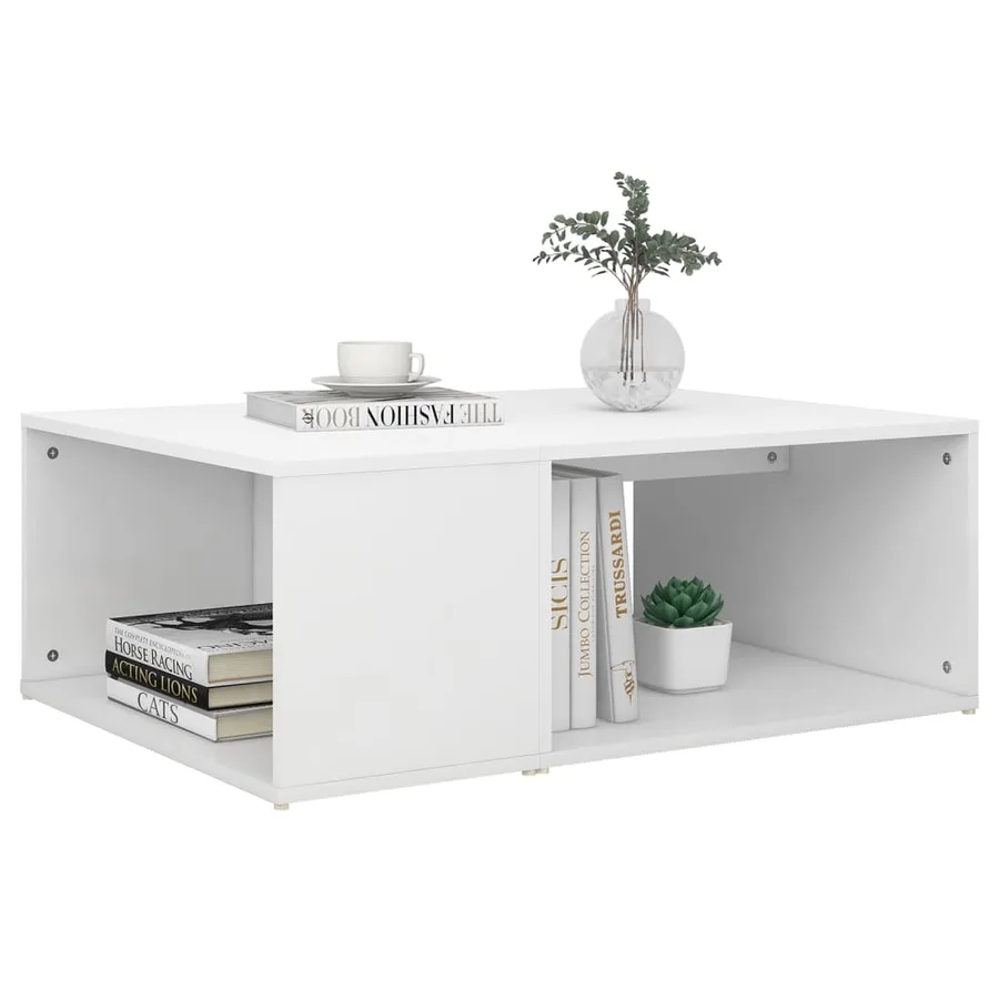Table basse blanc 90x67x33 cm bois d'ingénierie - 5