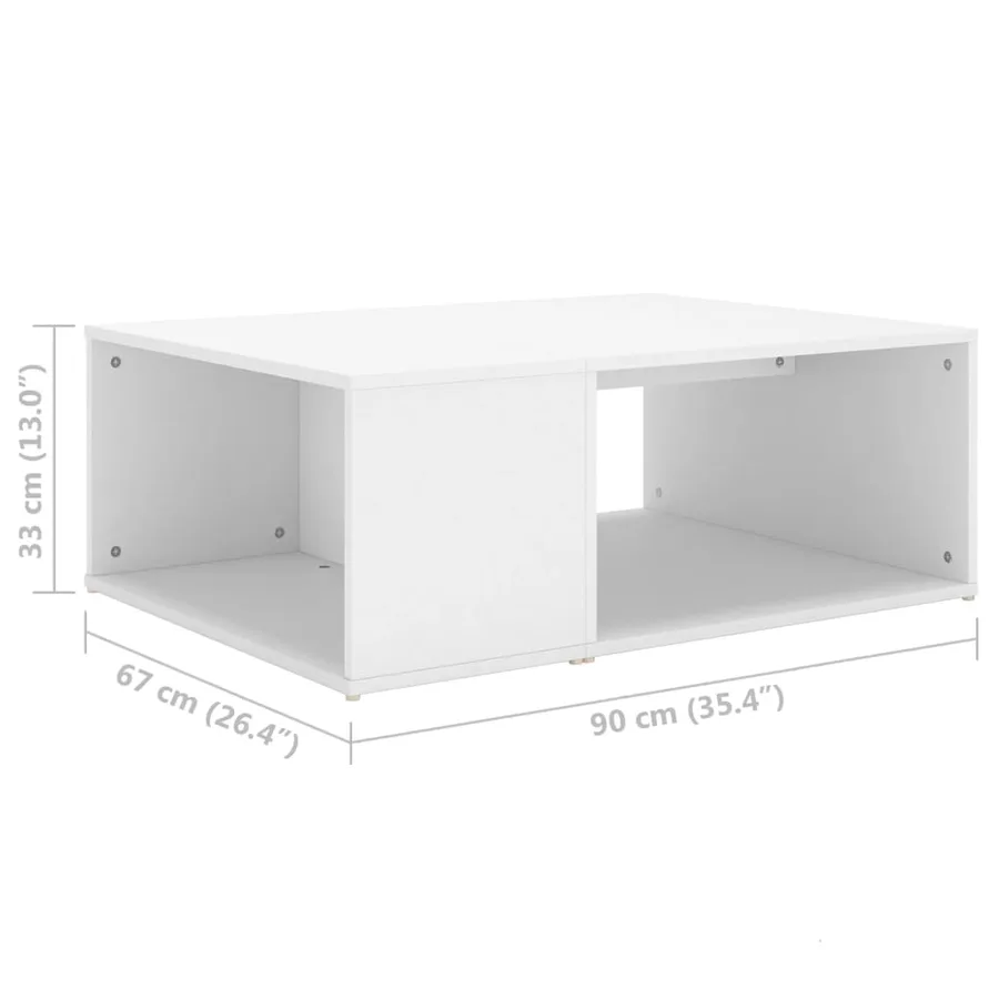 Table basse blanc 90x67x33 cm bois d'ingénierie - 6