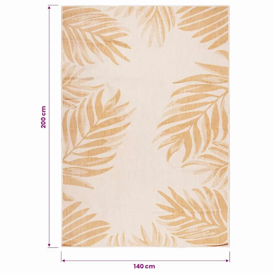 Tapis à tissage plat d'extérieur 140x200 cm Motif de feuille - 6