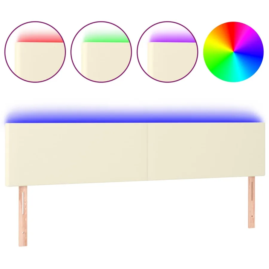 Tête de lit à LED Crème 180x5x78/88 cm Similicuir - 2