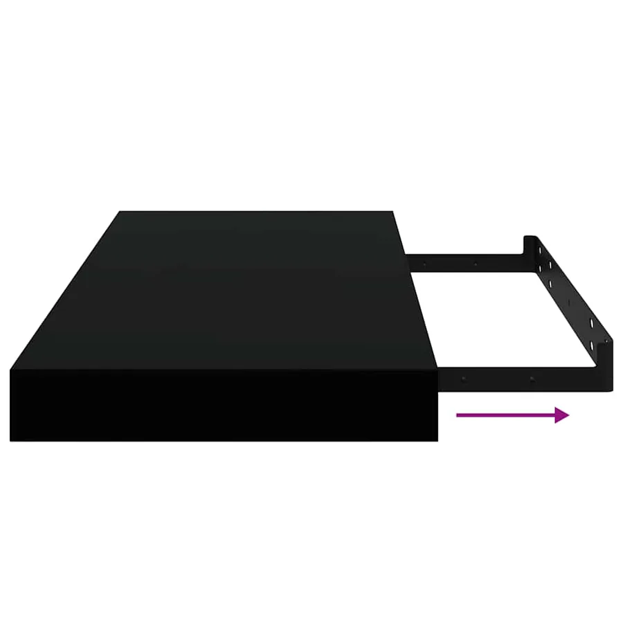 Étagère murale flottante 2 pcs Noir brillant 50x23,5x3,8 cm MDF - 11