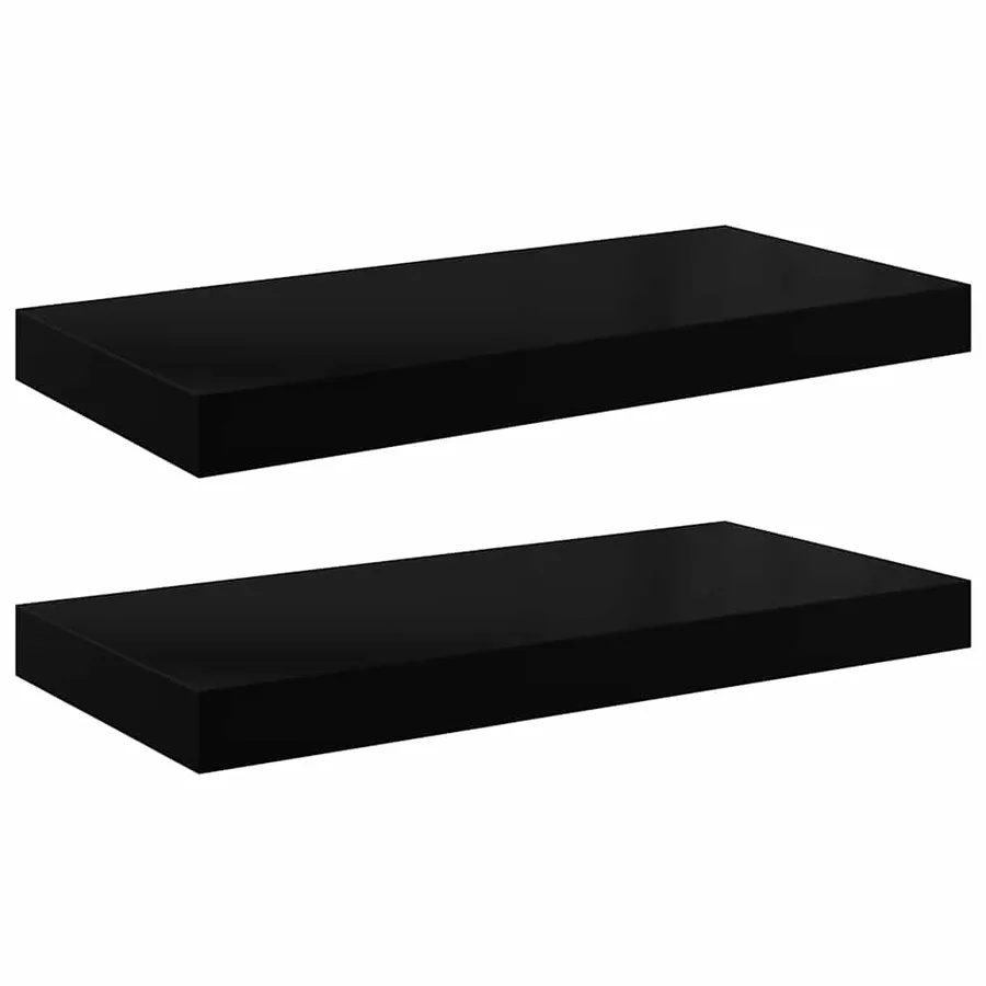 Étagère murale flottante 2 pcs Noir brillant 50x23,5x3,8 cm MDF - 2