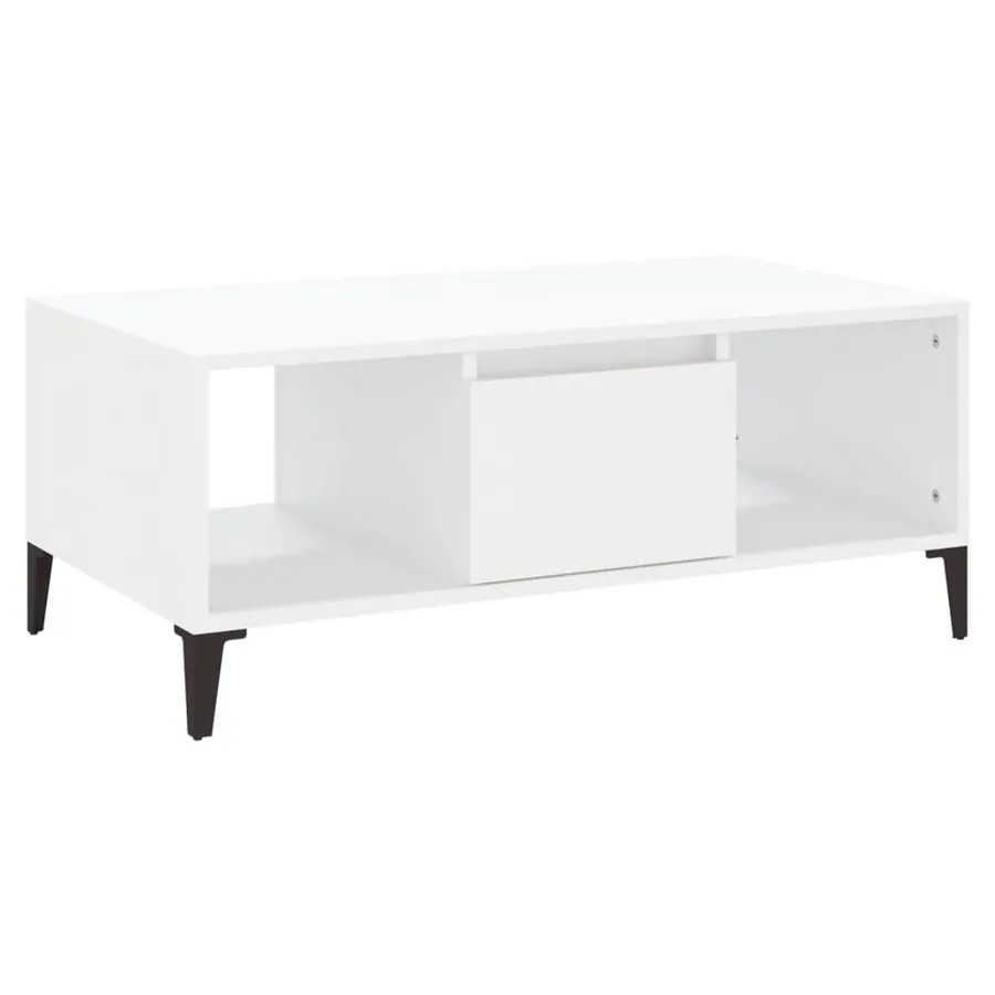 Table basse Blanc 90x50x36,5 cm Bois d'ingénierie - 2