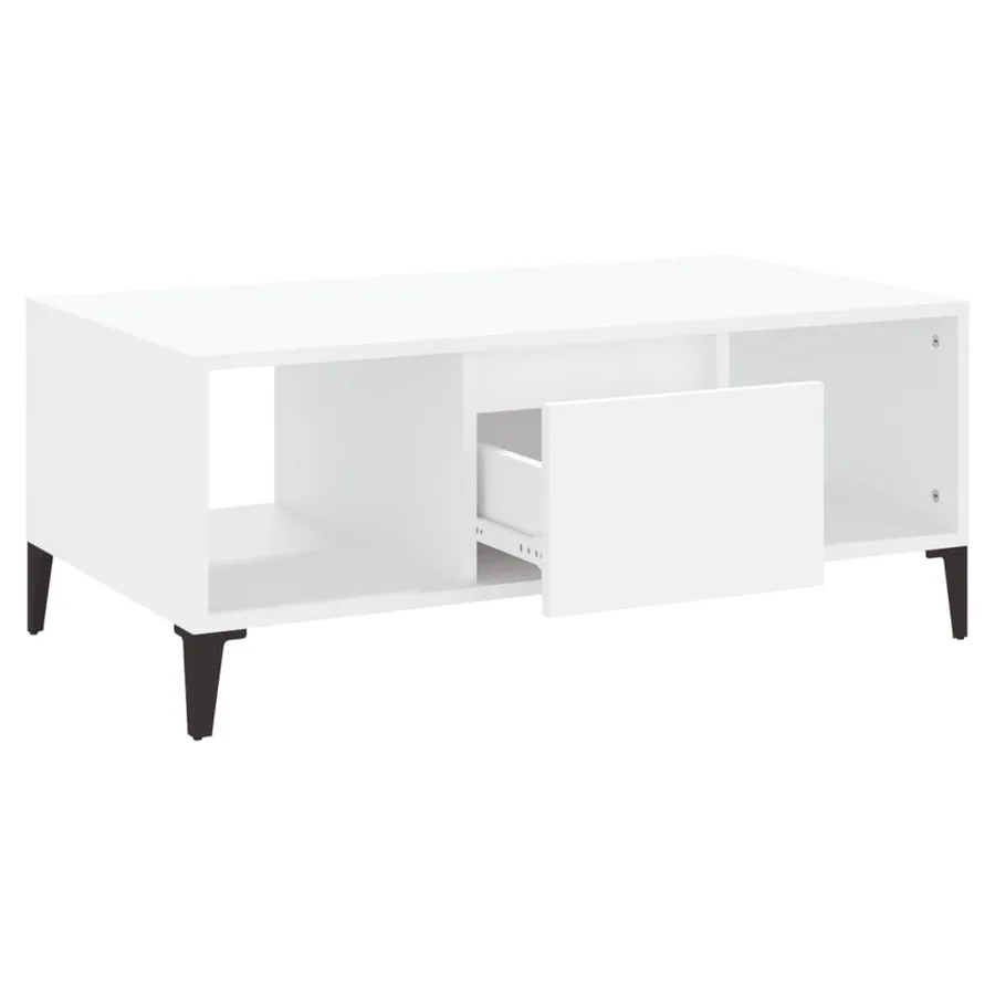 Table basse Blanc 90x50x36,5 cm Bois d'ingénierie - 6