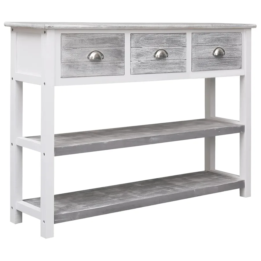 Buffet Gris antique 108x30x76 cm Bois de Paulownia massif - 4