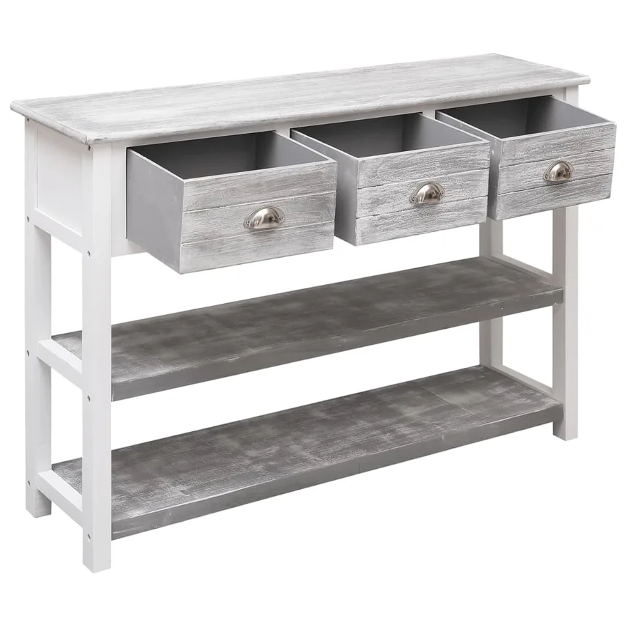 Buffet Gris antique 108x30x76 cm Bois de Paulownia massif - 5