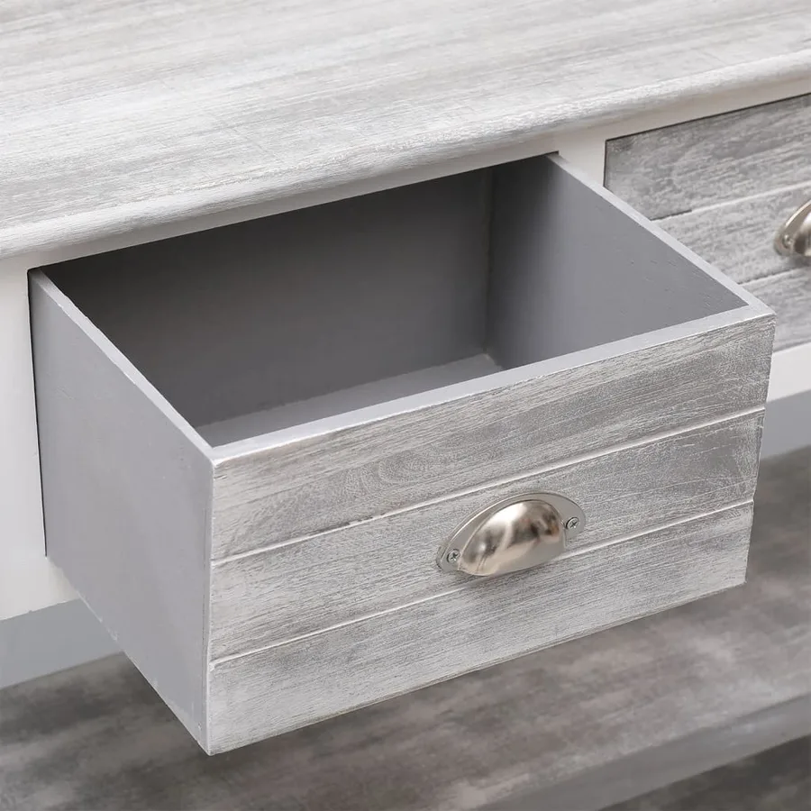 Buffet Gris antique 108x30x76 cm Bois de Paulownia massif - 6