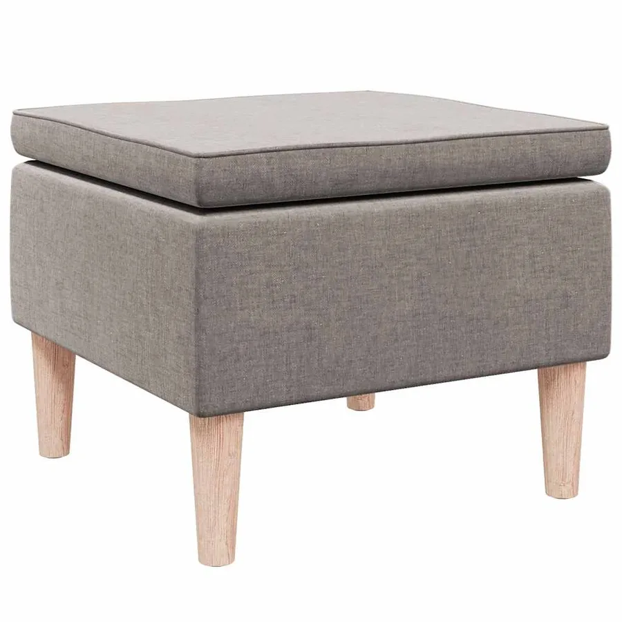 Tabouret avec pieds en bois Taupe Tissu - 2